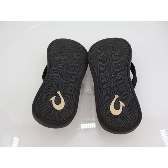Olukai Puawe Womens Flip Flops Size 6 Cloud Black Flower Sole Sandals Slides - Picture 5 of 8